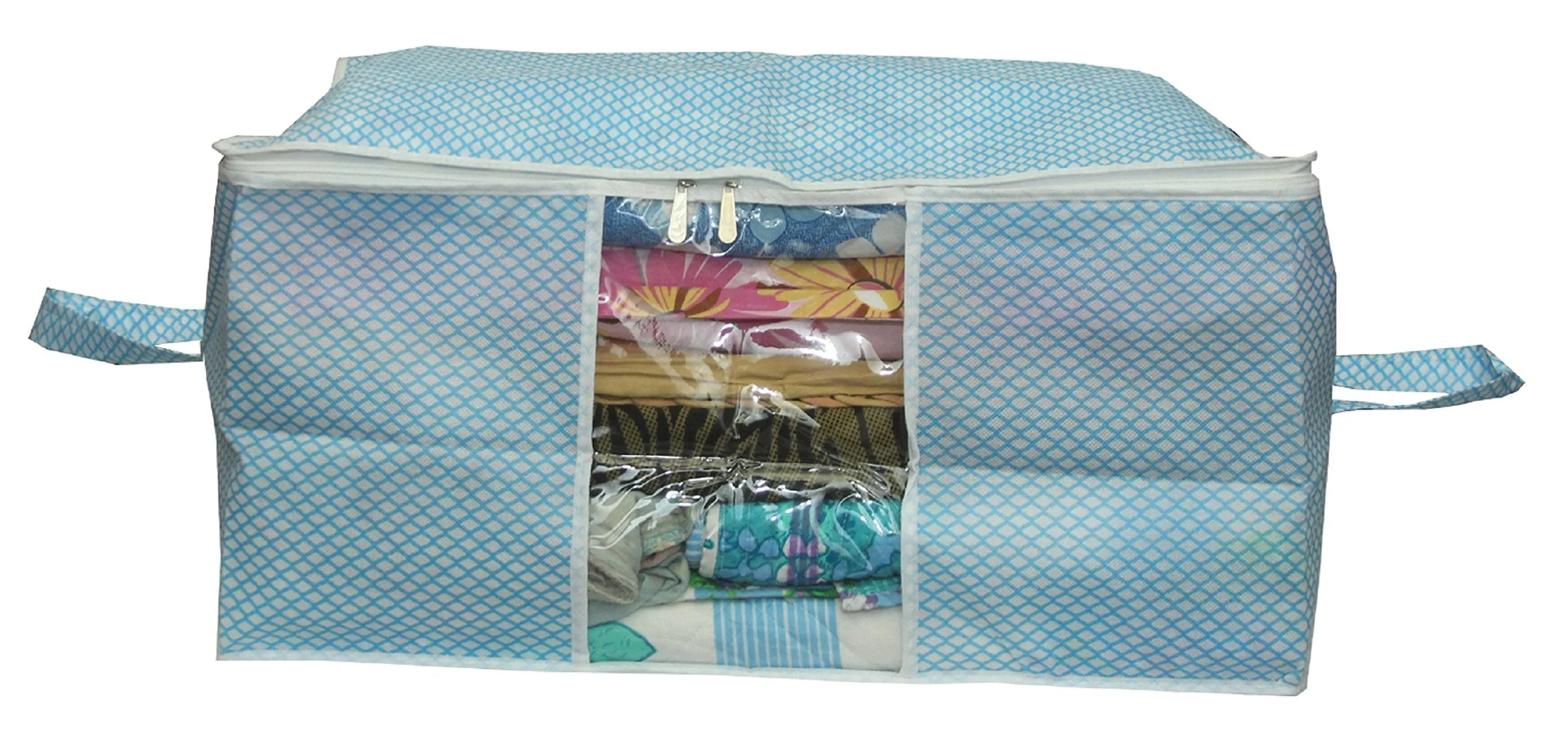 Kuber Industries 2 Piece Non Woven Under Bed Storage Organiser Set, Sky Blue (UNDERBBL01)