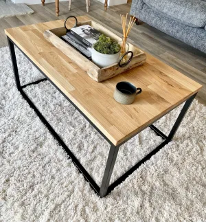 Landon Oak Metal Coffee Table