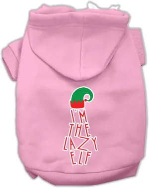 Lazy Elf Screen Print Pet Hoodie Light Pink Xs (8)