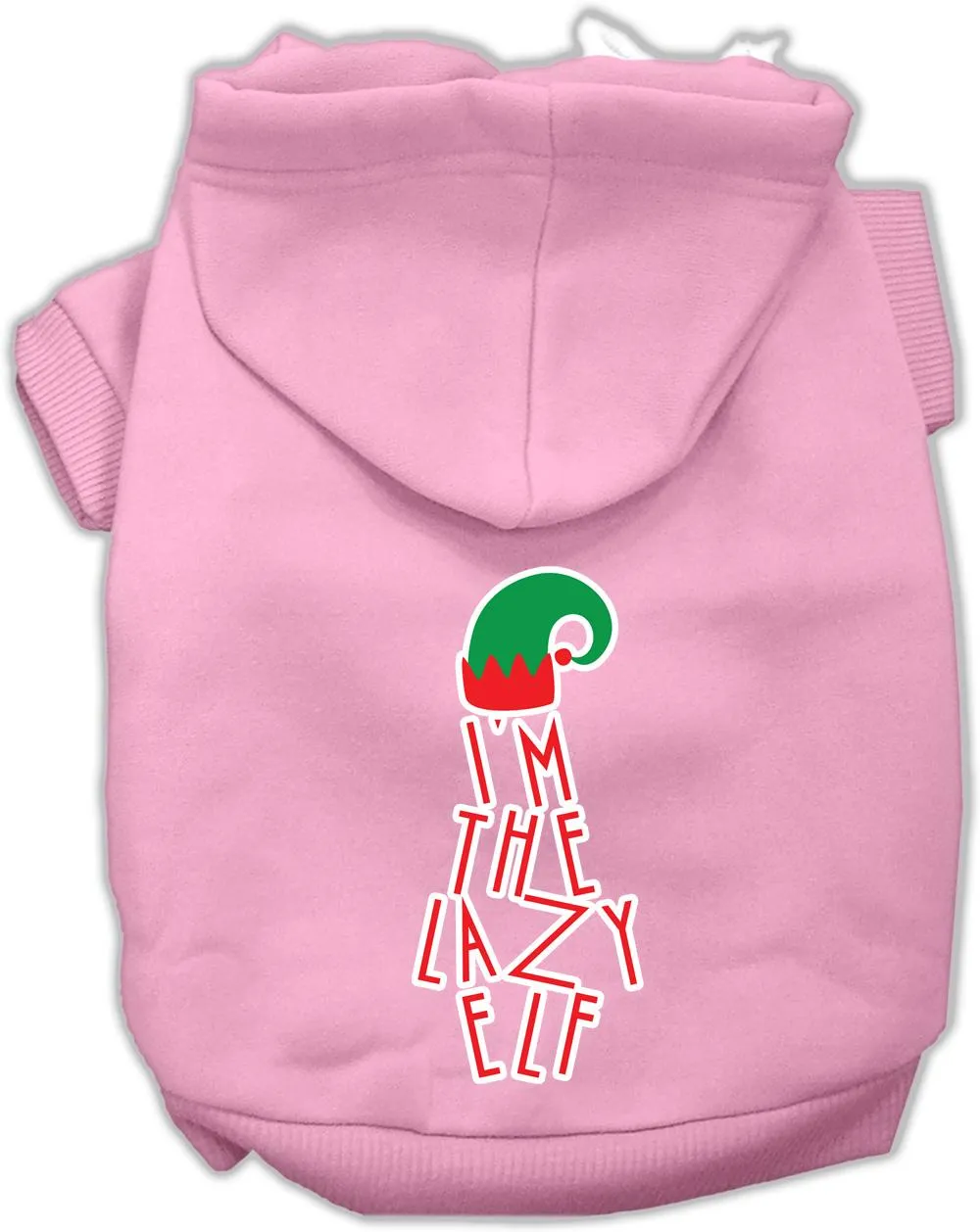 Lazy Elf Screen Print Pet Hoodie Light Pink Xs (8)