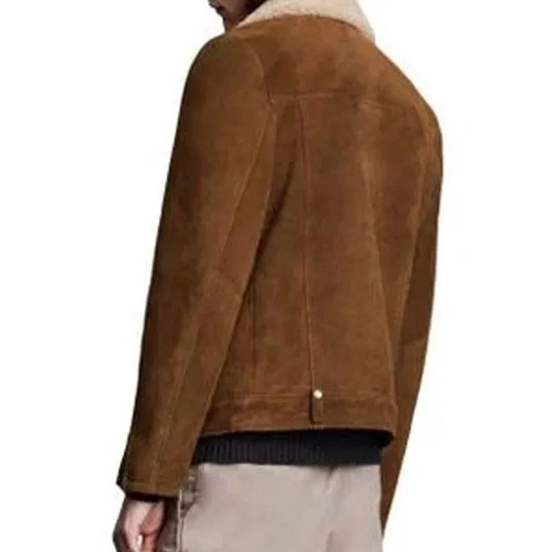 Men’s Brown Malmo Shearling Biker Leather Jacket