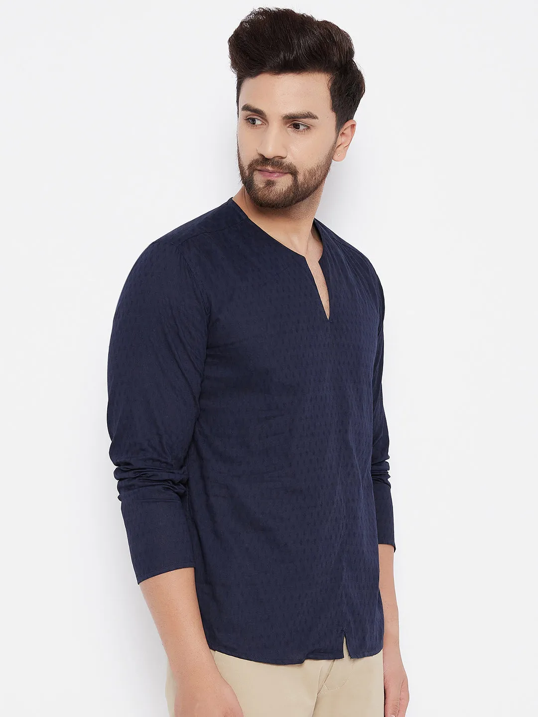 Men's Solid Pure Cotton Short Kurta - Even Apparels