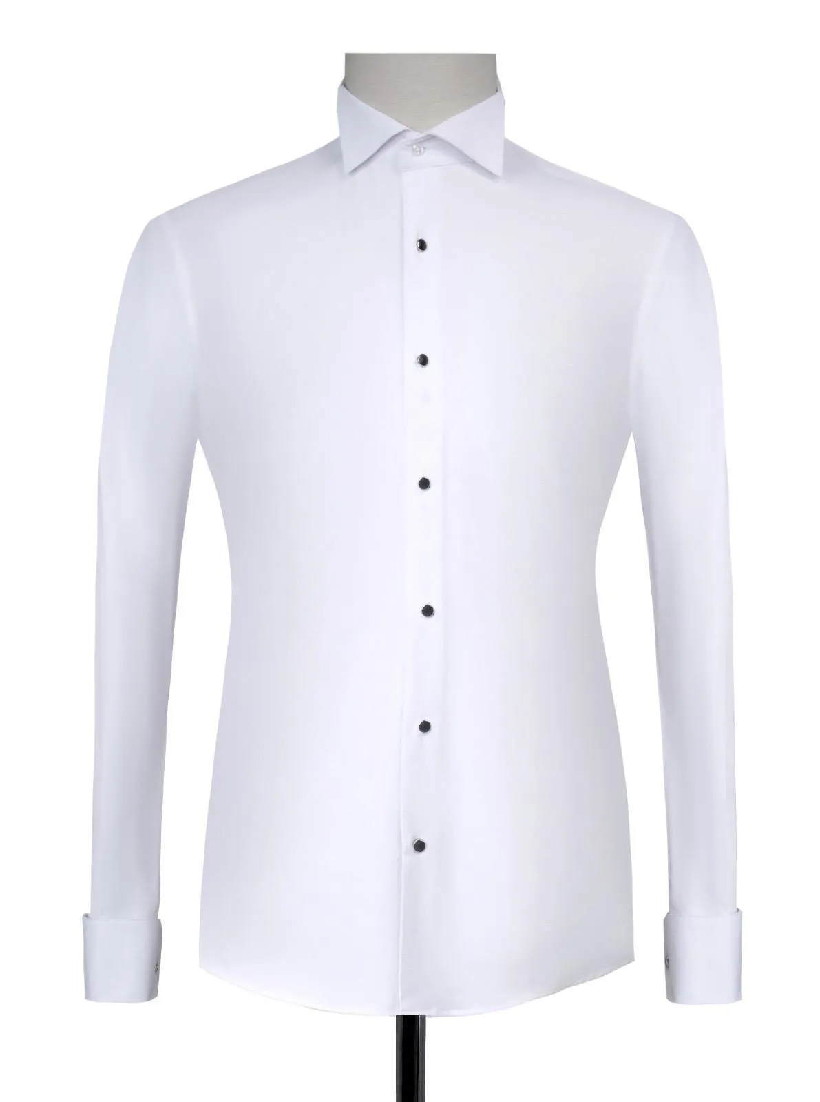 Mens White Tuxedo Shirt With Black Buttons