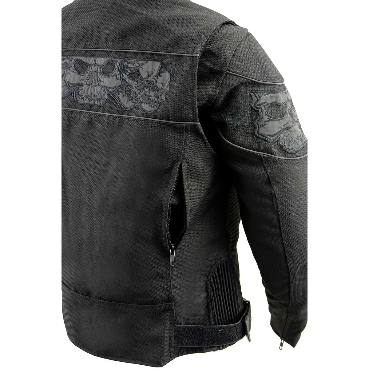 Milwaukee Leather MPL2730 Women's Black Crossover Textile Scooter Jacket with Reflective Skulls