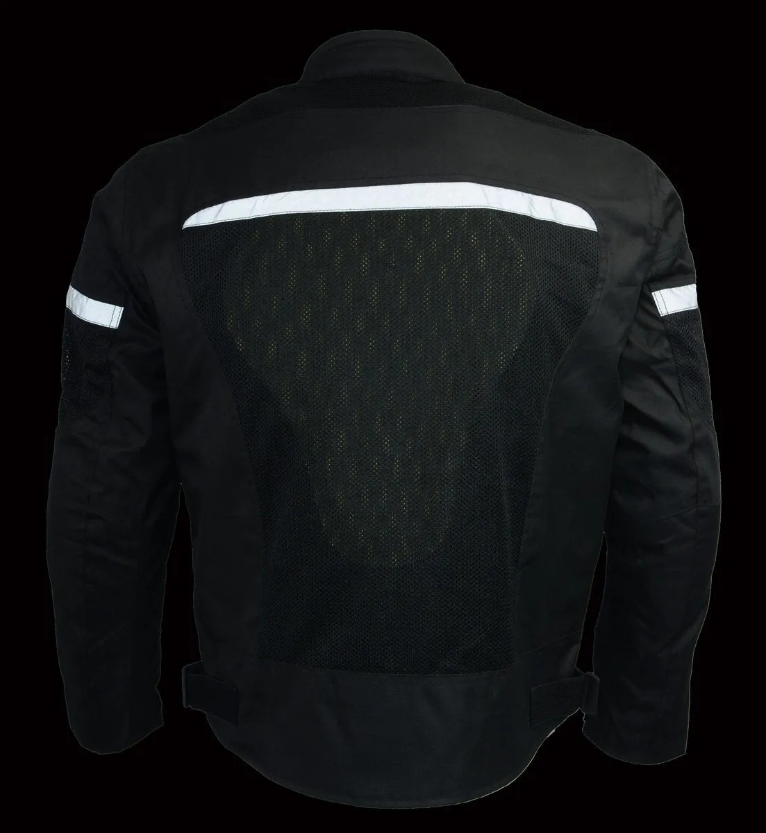 Milwaukee Leather MPM1794 Black Armored Mesh Racer Jacket with Reflective Piping for Men - All Season Jacket