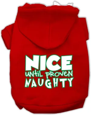 Nice Until Proven Naughty Screen Print Pet Hoodie Red Med (12)