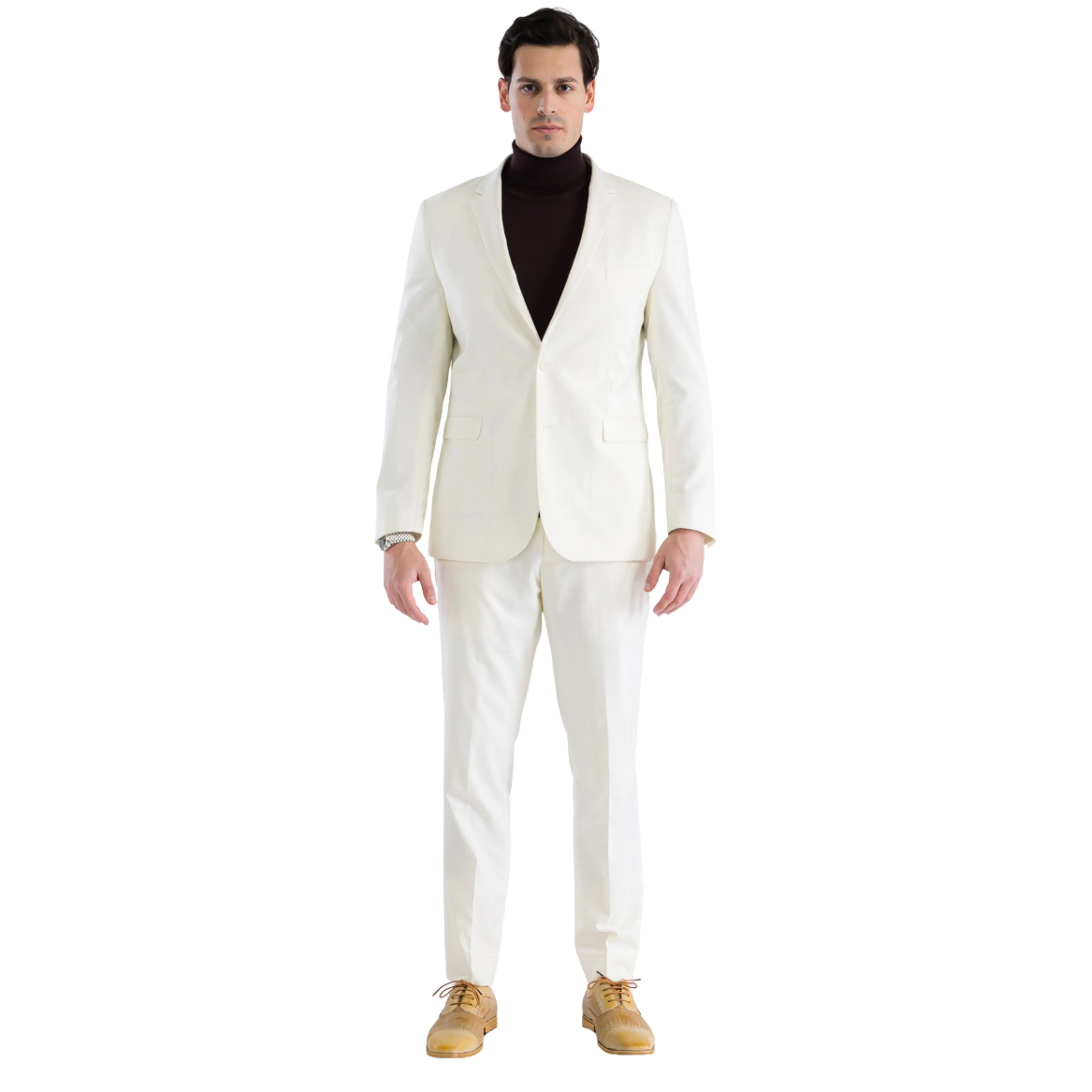 Oslo Off White Slim Fit Notch Lapel 2 Piece Suit