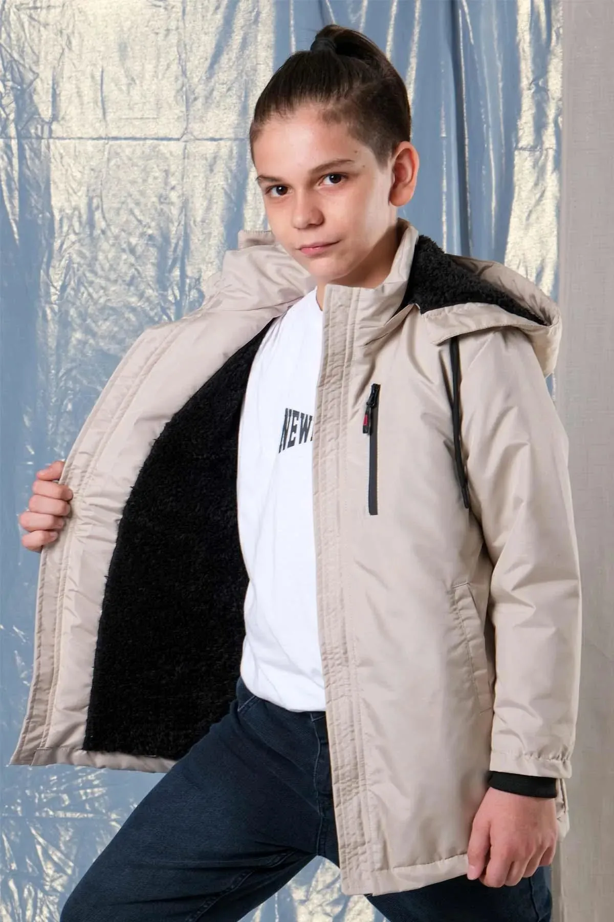 Pina Kids Boy's Beige Thick Long Coat