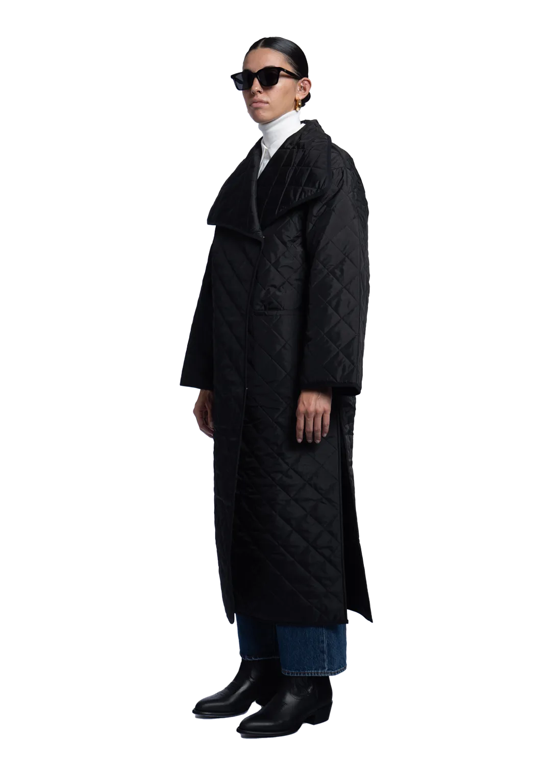 Quilted Long Coat Black