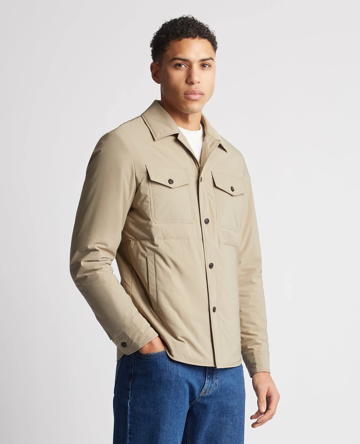 Regular Fit Padded Nylon Shirt Jacket