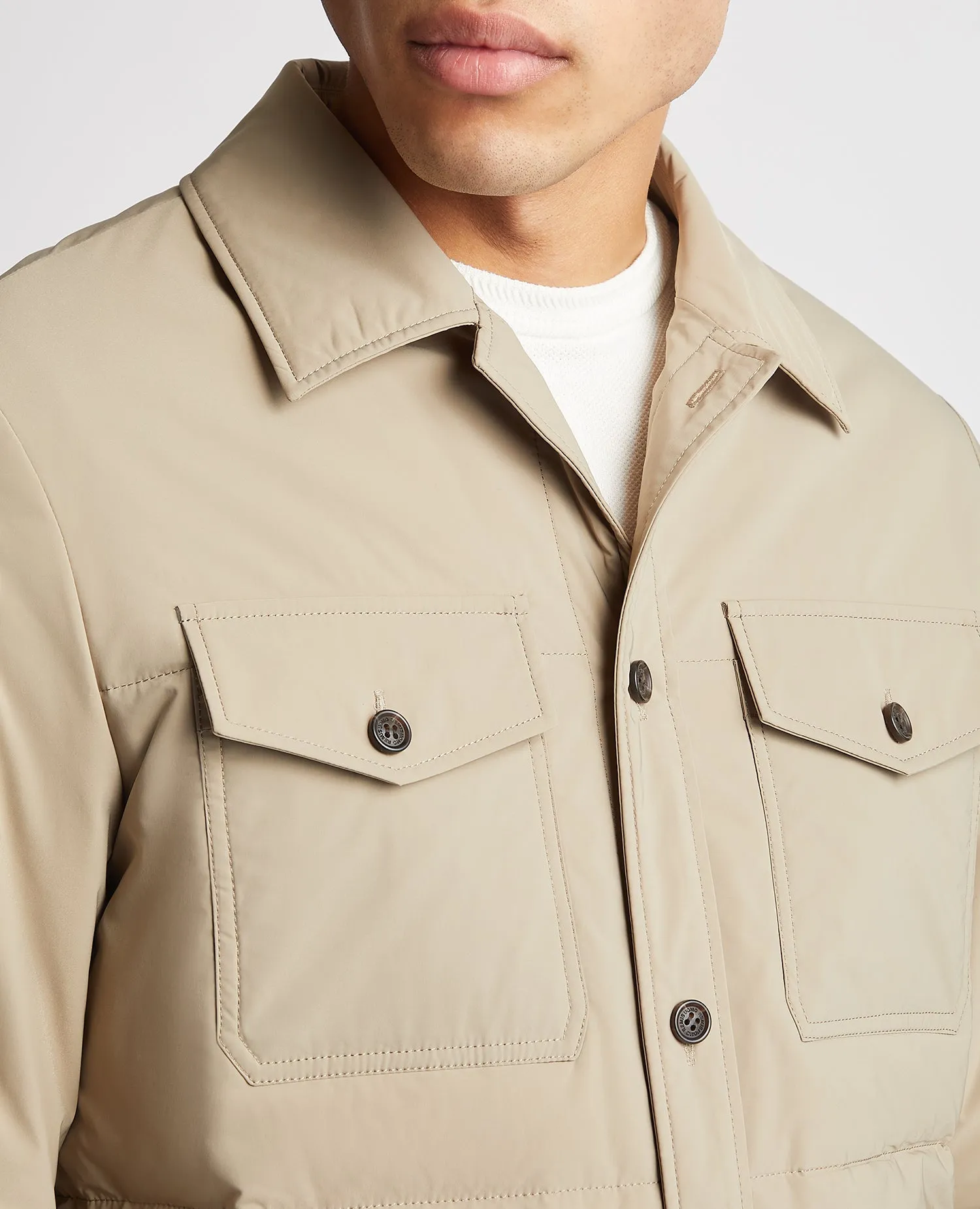 Regular Fit Padded Nylon Shirt Jacket