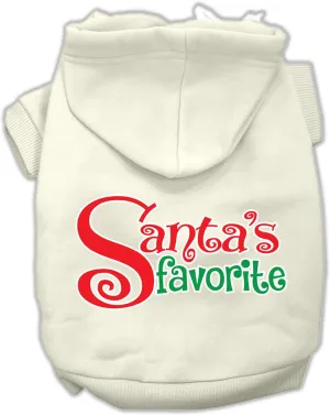 Santas Favorite Screen Print Pet Hoodie Cream Lg (14)