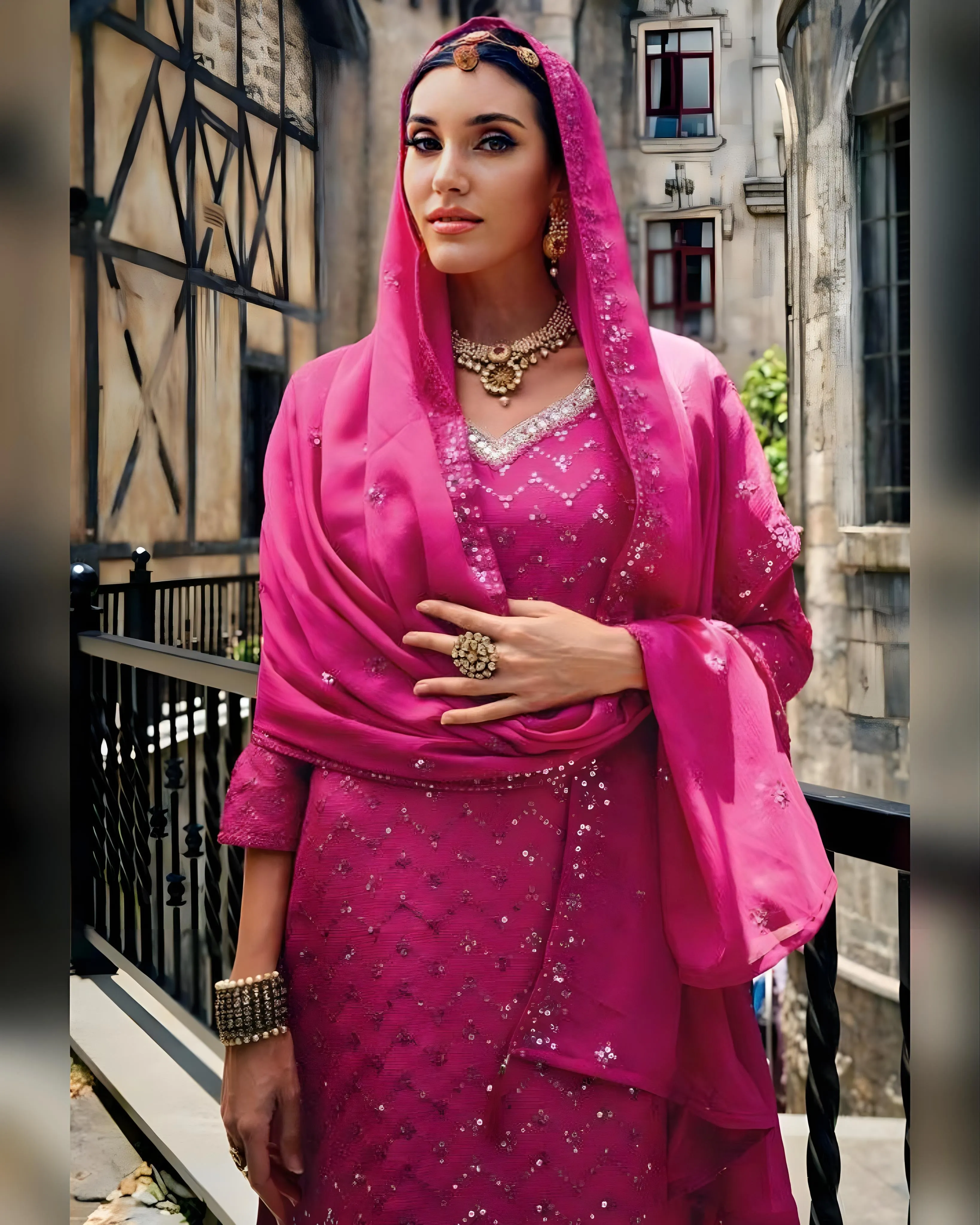 Sequince Embroidered Chinon Sharara Suits