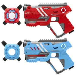 Set of 2 Blaster Laser Tag Toys w/ Vests - Red/Blue