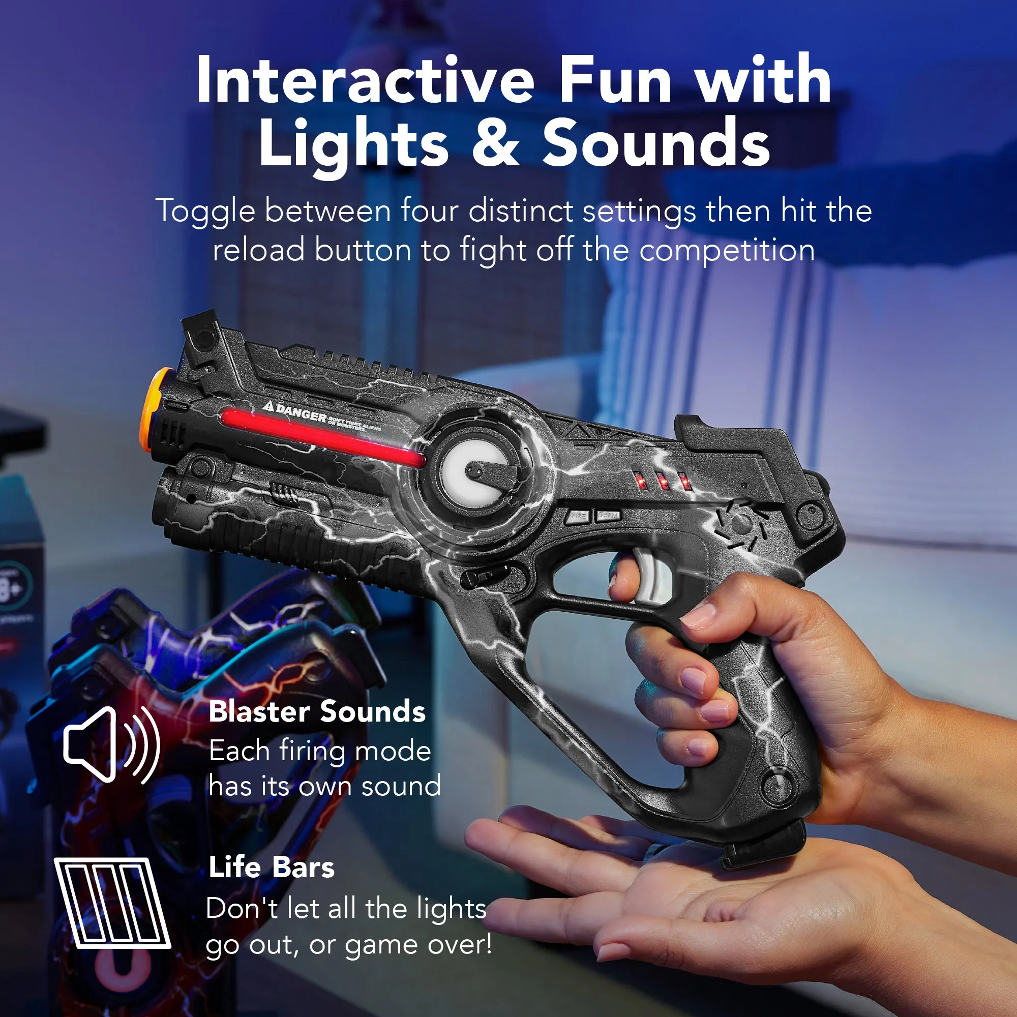 Set of 4 Rechargeable Laser Tag Blasters w/ Docking Station, No Vests Needed