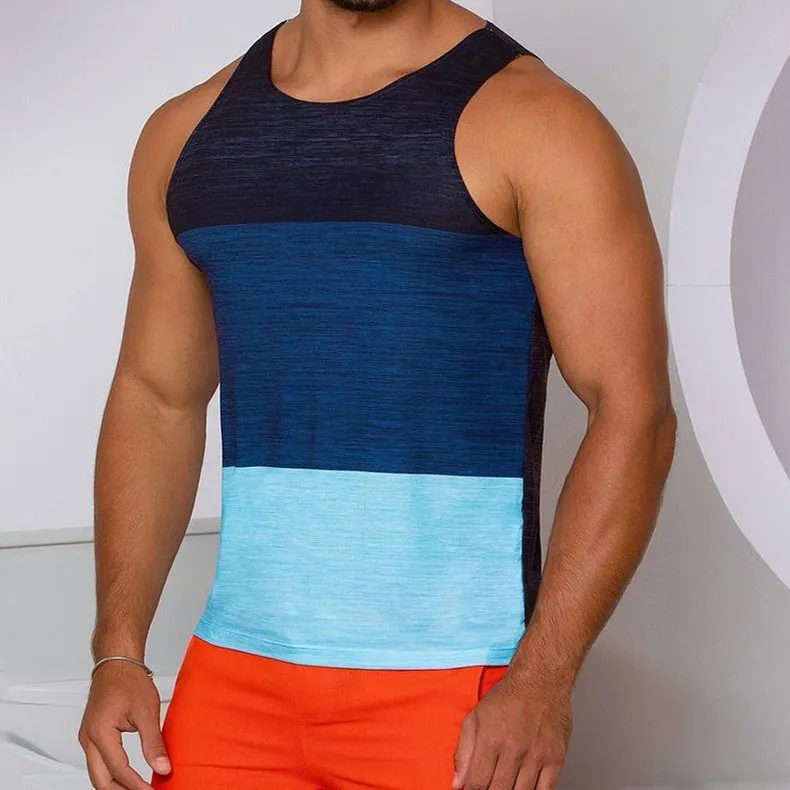 Summer  Colorblock Tank Top Casual Breathable Sleeveless Vest