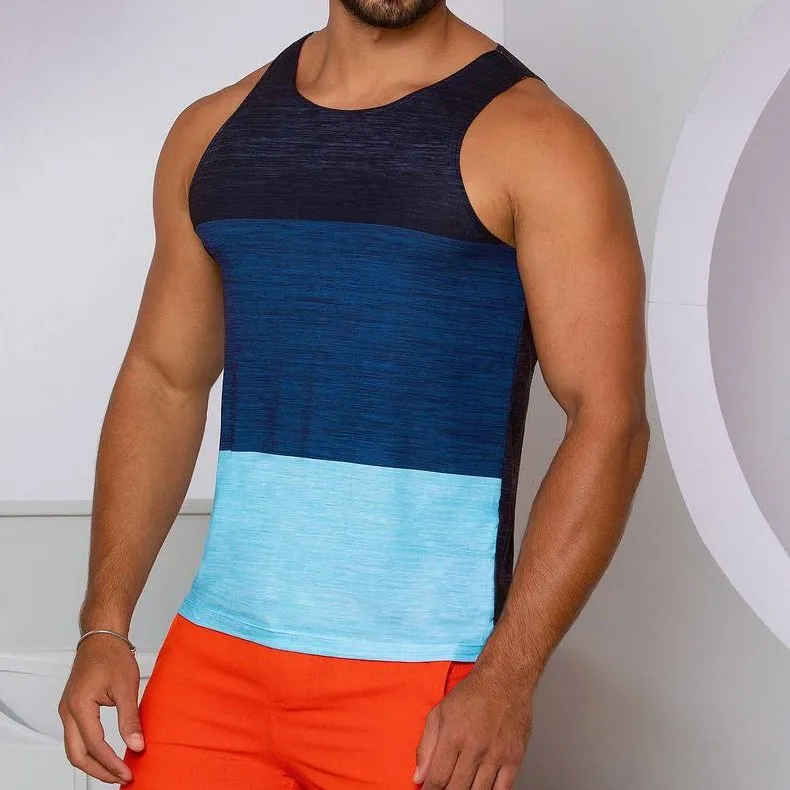 Summer  Colorblock Tank Top Casual Breathable Sleeveless Vest