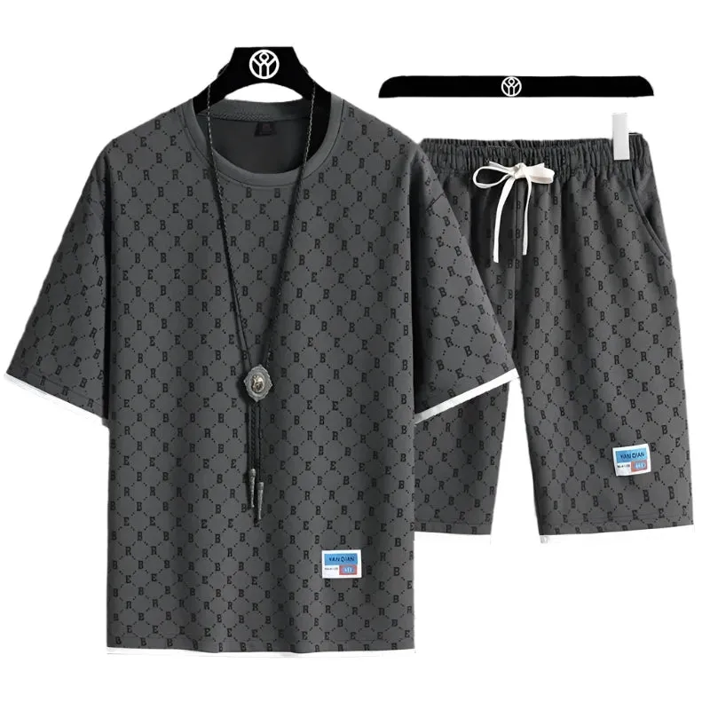 Summer Trend Two-Piece Men's Casual Relaxed Comfortable Breathable High-Quality Set