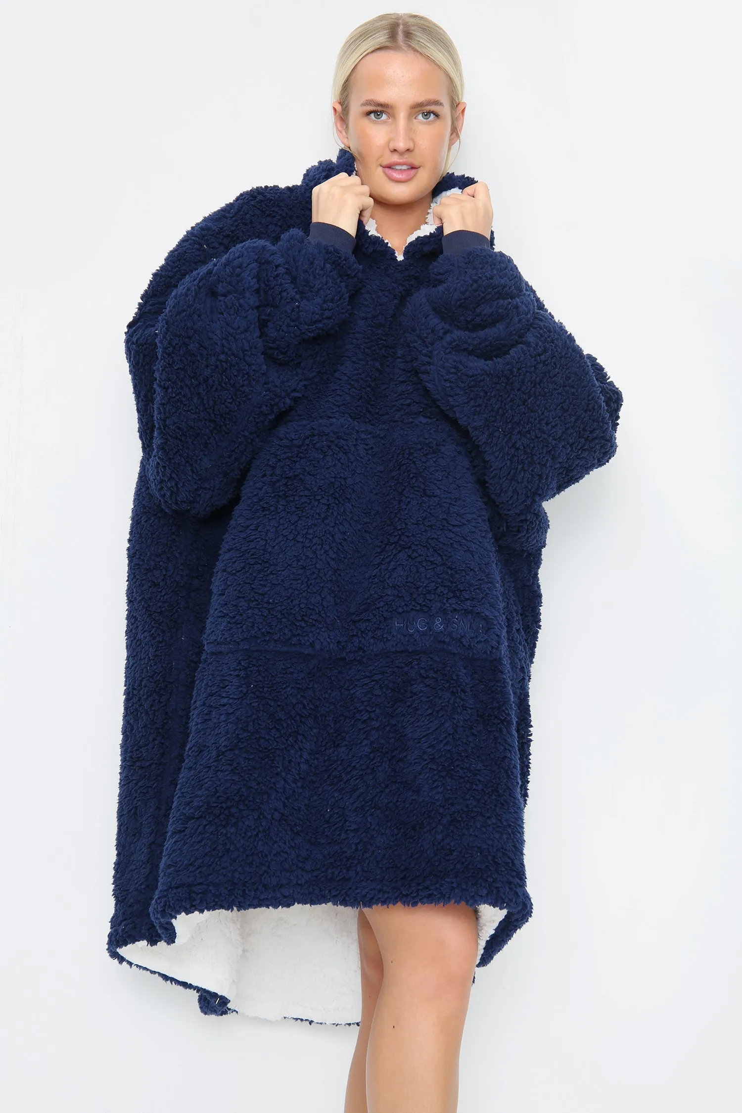 Teddy Hooded Blanket Charcoal