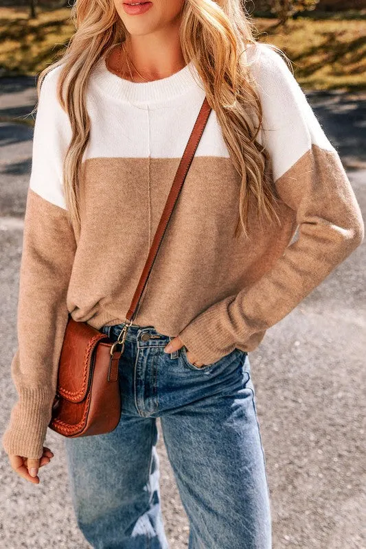 Time For The Game Color Block Sweater